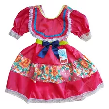 Vestido Infantil Festa Junina Junino (tam 3) + Bico De Pato