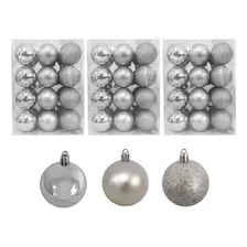 Adorno Navidad 72pz Decoracion Esferas Navideñas 4cm Color Plata Liso