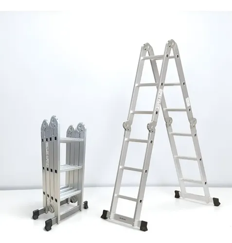 Escalera Aluminio Articulada Bestool 12 Escalones 4x3 Plateado