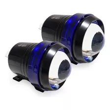 Explorador Faro Led Cañón Luz Blanco 10w Aro Azul Moto X Par