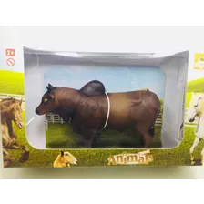 Miniatura Animal Fazenda Touro Marrom Chifre P Borracha