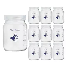 Kit Com 10 Potes De Vidro Para Leite Materno Guardar 200ml 