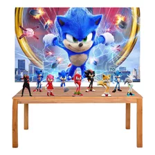 Kit Painel + Displays Sonic Filme Decoração De Festa Full