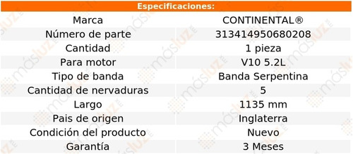 Banda 1135 Mm Acc S8 Audi V10 5.2l 07/09 Continental Foto 5