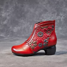 Botas De Piel De Vacuno Para Mujer, Zapatos Étnicos Para Mam