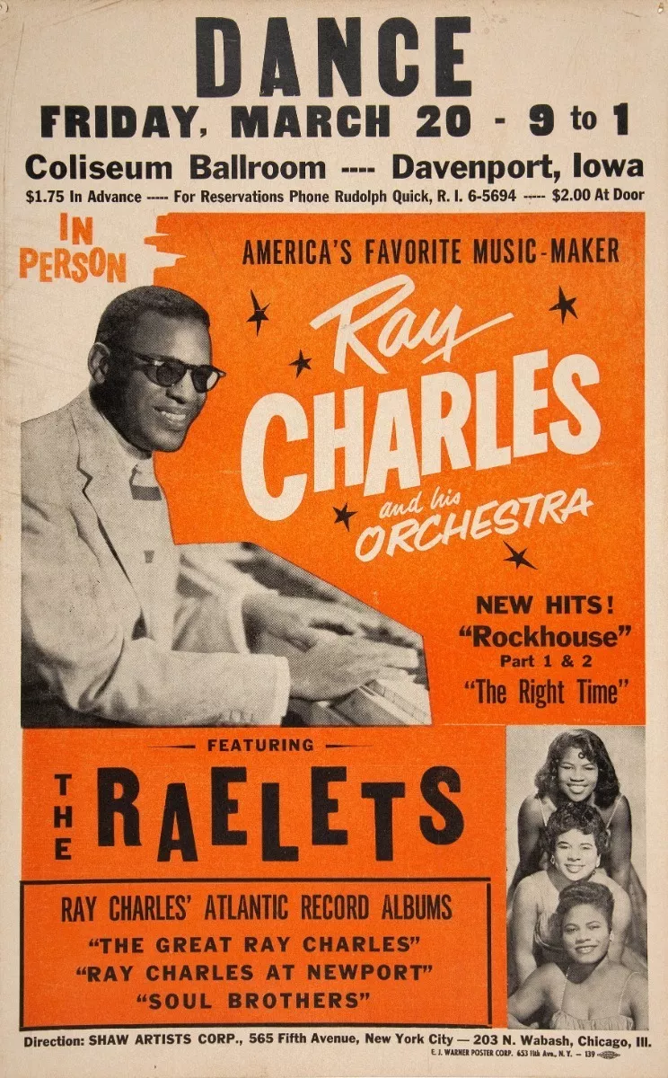 Poster Vintage Ray Charles 1959 -- 30x48cm Plastificado