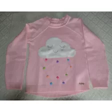 Sweater Lana Fina Con Pompones -talle 10- Niña 7-9 Años