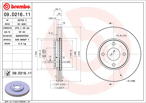 2 Discos De Freno Delanteros Ford Ecosport 2014 2.0l Brembo Foto 2