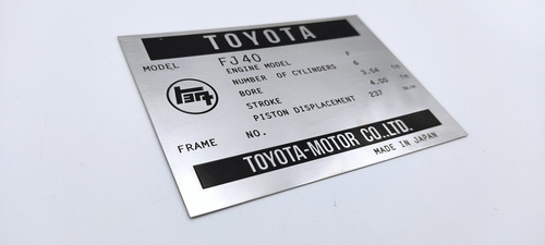 Toyota Land Cruiser Fj40 Plaqueta Motor Serial Emblema  Foto 3