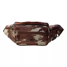 Riñonera Deportiva Estilo Tactico Camuflada Compartimientos Color Marrón Diseño De La Tela Camuflado