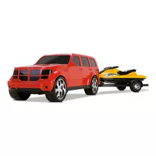 Carrinho Com Jet Ski Grande 62cm - Silmar Brinquedos Cor Vermelho