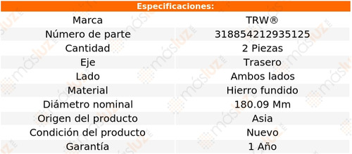 Par Tambores Freno Traseros Sedan L4 1.8l 1982/1983 Trw Foto 2