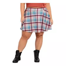 Short-saia Xadrez Com Sobreposição Plus Size