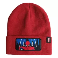 Gorro Tejido Invierno Spiderman Hombre Araña Bordo/gris