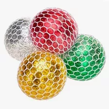 Pelota Squish Ball En Malla Con Escarcha Apretar Colores