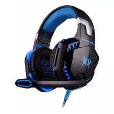 Auriculares Gamer Kotion G2000 Negro Y Azul Con Luz Led