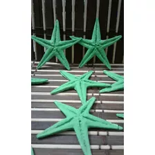 Estrela Do Mar De Resina De 7 Cm Cor Verde Tifany 12 Peças