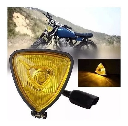 Farol Vintage Triangular - Motos Custom Cafe Racer Harley Foto 4