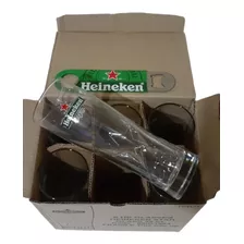 Caja 6 Vasos Heineken 250 Ml Estrella Relieve + Destapador