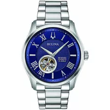 Reloj Bulova Para Hombre Modelo: 96a218 Color Del Fondo Azul Color De La Correa Acero Color Del Bisel Acero