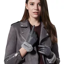 Gsg Guantes De Cuero Para Mujer Gris Doble Piel Sintética Pa