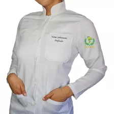 Jaleco Branco Oxford Personalizado Gola Padre 3 Bordados