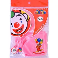 3 Globos Gigantes Esféricos Numero 24 Payaso Color Rosa Pastel