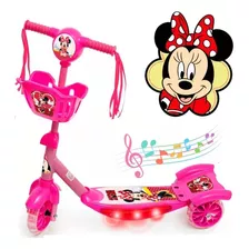 Patinete Infantil Minnie C/ Musica Cesto E Luzes 