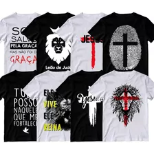 Kit 8 Camisetas Gospel Evangélica Frase Yeshua Leão Jesus Fé