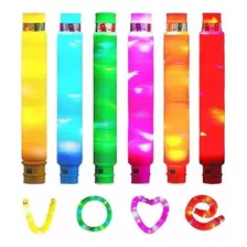 6 Poptube Com Led Tubo Fidget Tube Toys Folding Pop It Cor Colorido