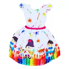 Vestido Aquarela Temático Festa Luxo Personagem Infantil