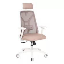 Silla De Escritorio Indar Equipamientos Tokio Total White Ergonómica Blanca Y Beige Con Tapizado De Mesh Y Marathon