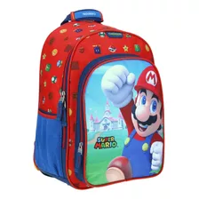 Mochila Escolar Grande Primaria Chenson Mario Bros Castillo Mb65710-9 Coleccion Color Rojo