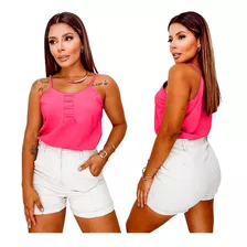 Regata Básica Crepe Duna Alcinha Blusa Social