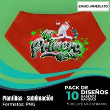 Diseños Plantilla Para Sublimar Baberos Bandanas Navidad M54