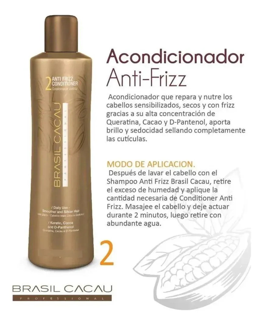 Kit Shampoo, Acondicionador Anti Frizz Y Oleo  Brasil Cacao 3