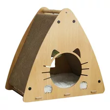 Casa Cama Cucha De Madera Triangular Para Gatos Con Rascador