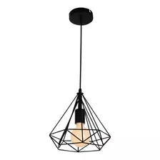 Luminária Pendente De Teto Tetra Preto 25cm 1 Luz E27 Llum Cor Preto