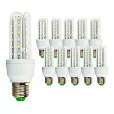 Kit 10 Lâmpada Led 7w Espiga Bivolt Milho 4u 3u E27 Branca