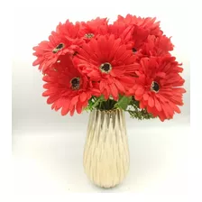 10x Gerbera Artificial Buque Com 60 Flores Amarelo Rosa Azul