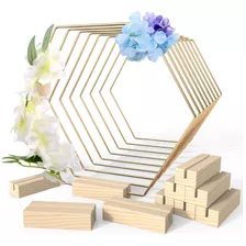 15 Centros De Mesa Aros Florales De Metal Hexagonal Con Base