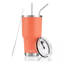 Vaso Termico De Acero Inoxidable De 30 Onzas Con Tapa-coral