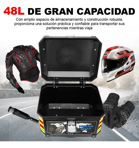 Caja Para Moto Baul Con Base Universal 48l Cajuela Maletero Foto 6