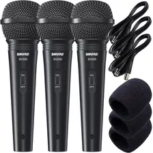 Shure Sv200 Kit 3 Unid. Microfones C/ Espumas E Cabo 4.5mts