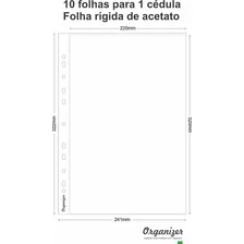 10 Folha P/ Cedulas 1 Div. Transparente Rigida Sem Tarja