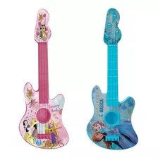 Kit 2 Guitarra Infantil Musical À Corda Frozen E Princesas