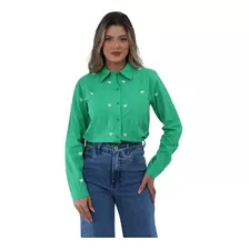 Camisa Feminina Coração Bordado