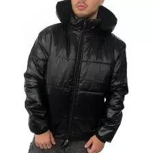 Campera Hombre Puffer Inflada Metalizada Corderito Capucha