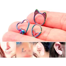 Pircing Aretes Laton Minimalista Alien, Orejas Gato Elefante