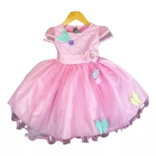 Vestido De Festa Infantil Rosa Borboletas